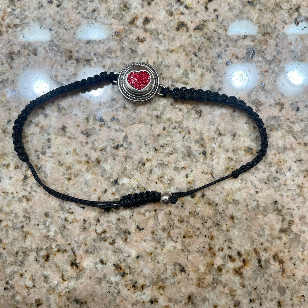 Heart Charm Black Bracelet